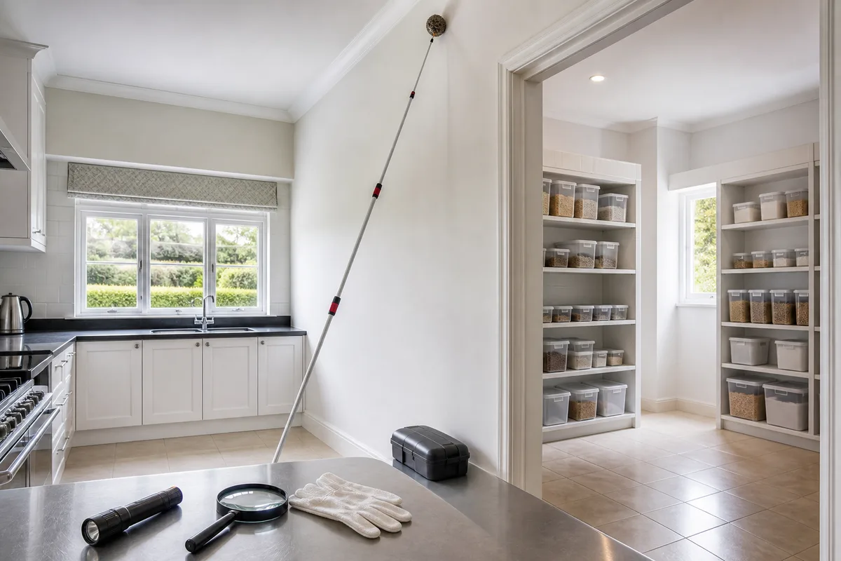 Perche télescopique utilisée pour atteindre un nid situé en hauteur